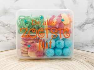 Einde schooljaar cadeau juf De allerzoetste juf snoepdoos