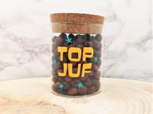 Einde schooljaar cadeau top juf snoeppot