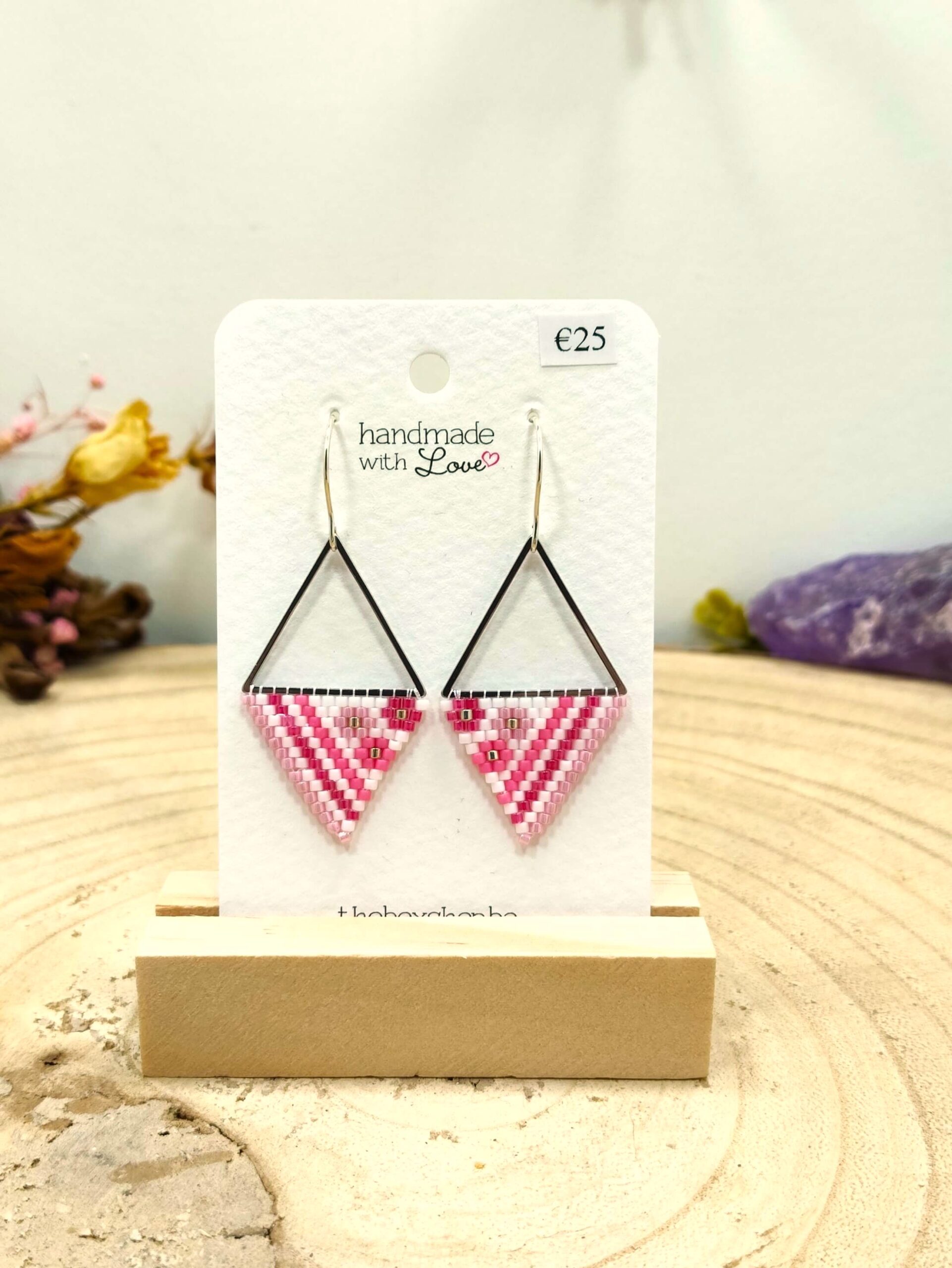 Driehoekige oorhangers met Miyuki kralen