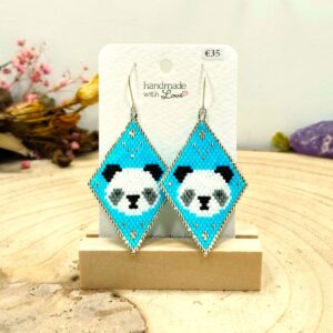 Ruitvormige oorhangers panda