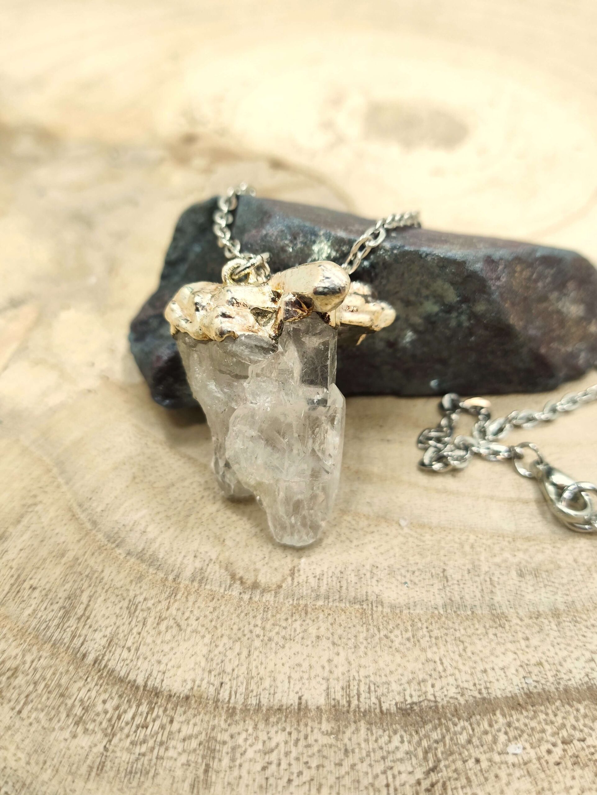 Bergkristal halsketting (sterling zilver 925)