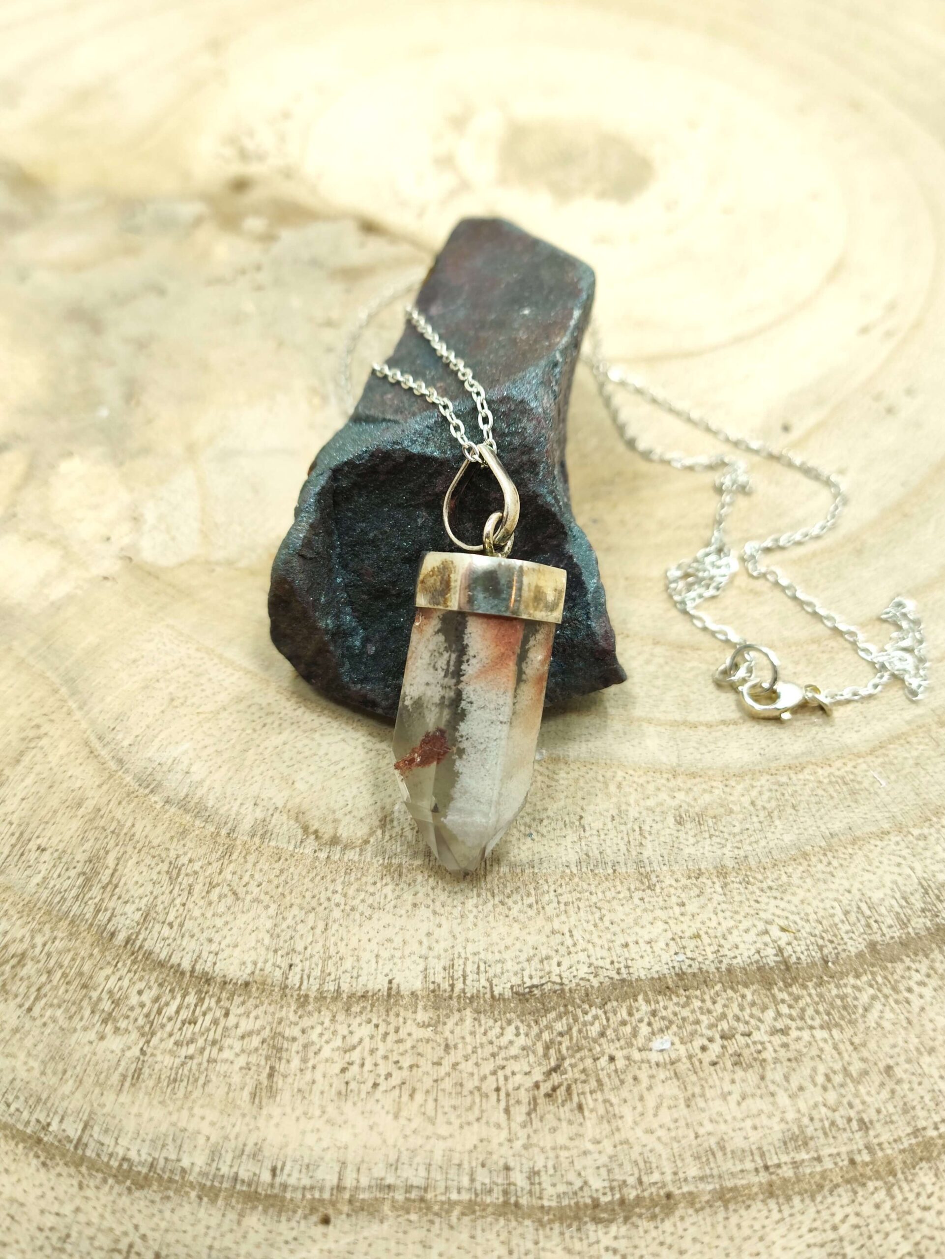 Bergkristal halsketting (sterling zilver 925)