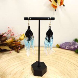 Zwart-blauwe Miyuki frengels oorhangers