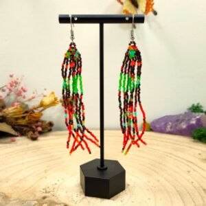 Frengels oorhangers groen/bruin/rood