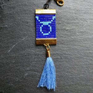 Sleutelhanger Stier blauw-oranje