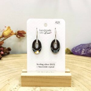 Swarovski kristallen schijf oorhangers (zwart)