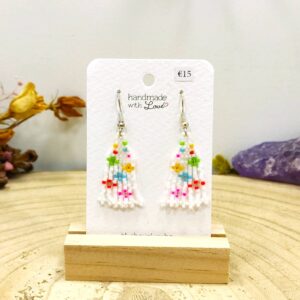 Franje oorhangers veelkleurige bloemen