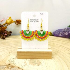 Halfronde oorhangers geel-groen