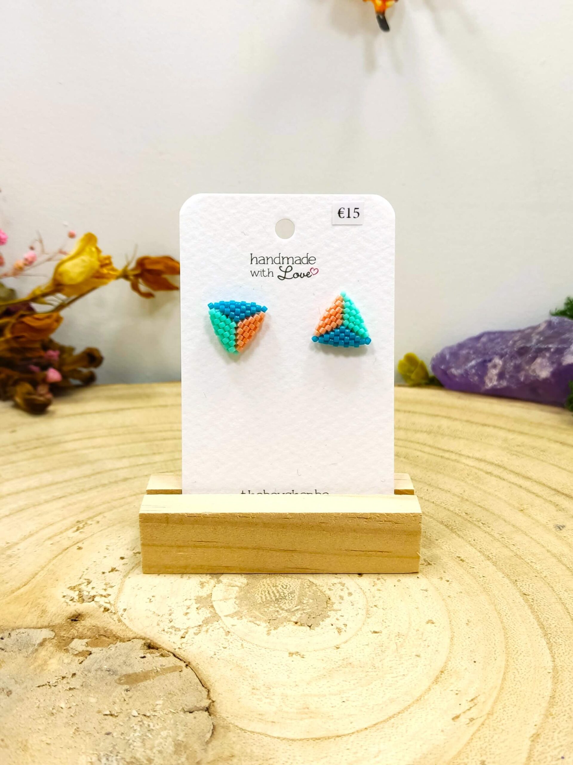 Miyuki oorknopjes - oorstekers blauw roze