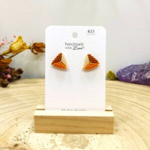 Miyuki oorknopjes bruin oker ecru