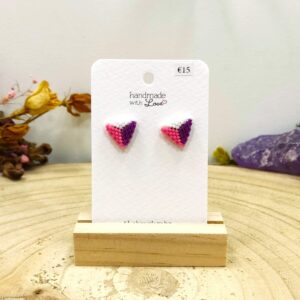 Miyuki oorknopjes wit roze paars