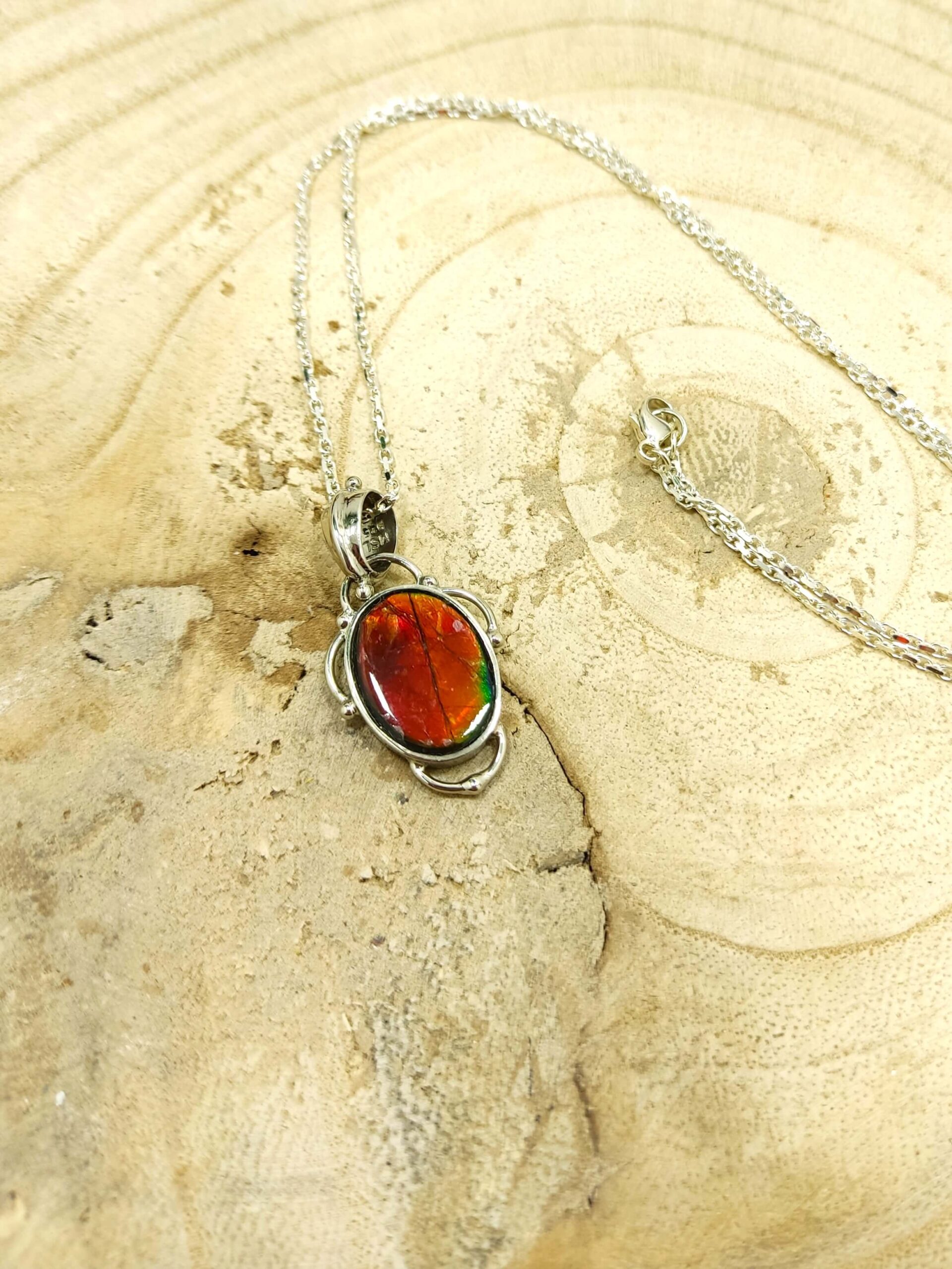 Ammoliet halsketting (sterling zilver 925)