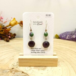 Oorhangers sterrobijn met robijn-zoisiet parel