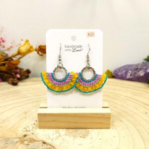 Halfronde oorhangers geel groen