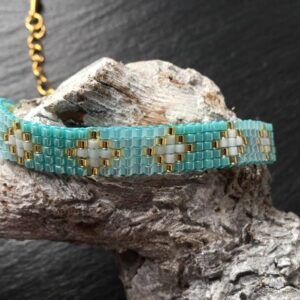 Blauw/groene Miyuki armband