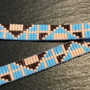 Kralenarmband zalm bruin en blauw