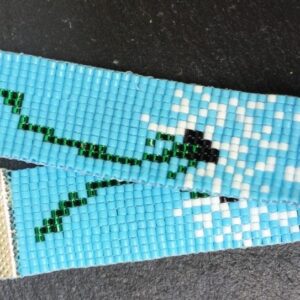 Miyuki armband in blauw wit en groen blaasbloem