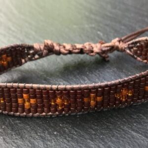 Schuifarmband bruin en koper