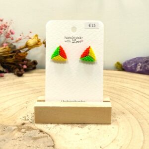 Miyuki oorknopjes geel/groen/oranje