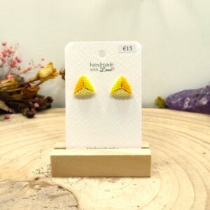 Miyuki oorknopjes geel/wit