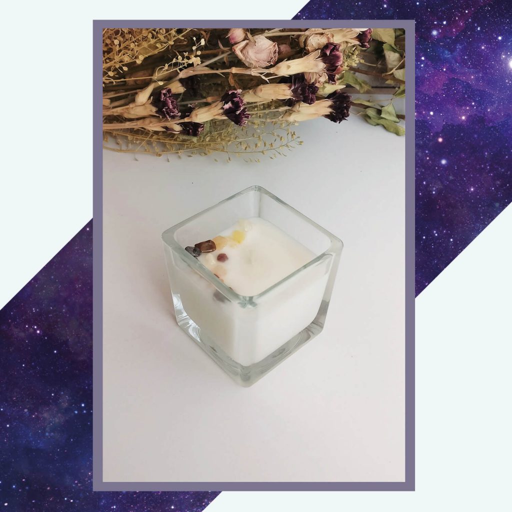 Mocha Latte raapzaadwas kaars met agaat