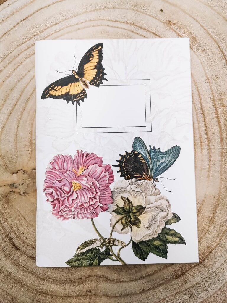 A5 schrift vlinders en bloemen