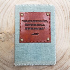 Canvas notitieboek met citaat op leder