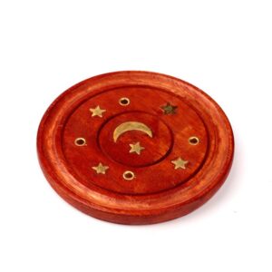 Ronde wierookhouder gemaakt van mango hout