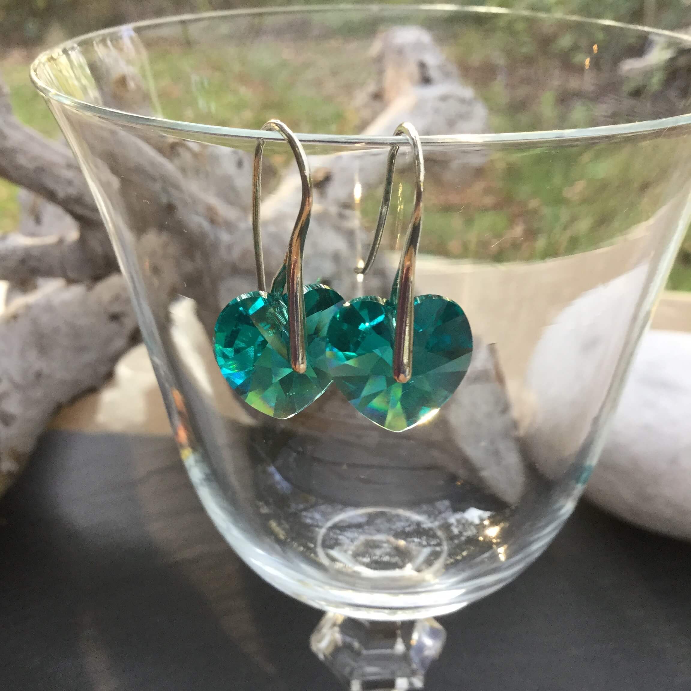 Swarovski kristallen hart oorhangers (blauw)