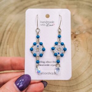 Swarovski oorhangers blauw