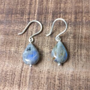 Zilveren (925) oorhangers met labradoriet