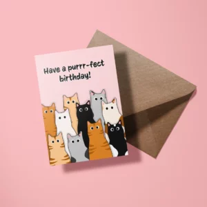 Wenskaart verjaardag "Purrrfect birthday"