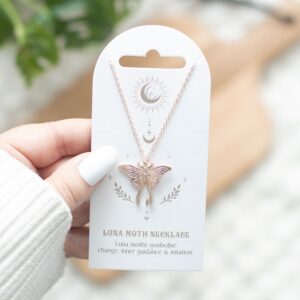 Luna Moth rosé maanvlinder ketting