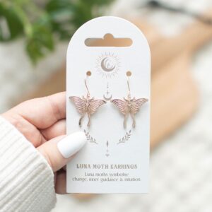 Luna Moth rosé maanvlinder oorbellen