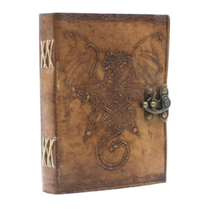 Lederen notitieboek pentagram met draak
