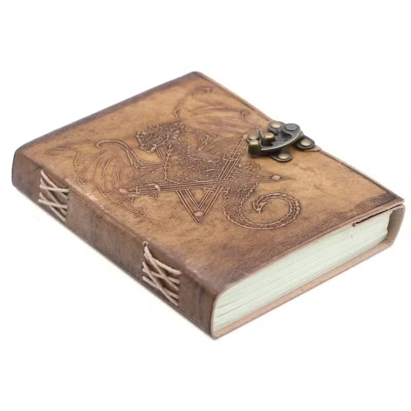 Lederen notitieboek pentagram met draak - Afbeelding 2